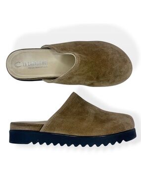 La CANADIENNE Brown Suede Chunky Lug Sole Round Toe Slip On Mules Clogs 8